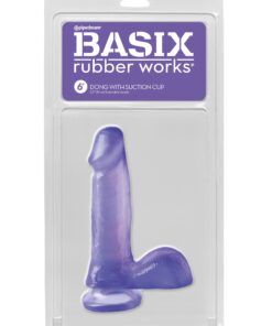 Basix Rubber Works 6" Dong with Suction Cup-Purple