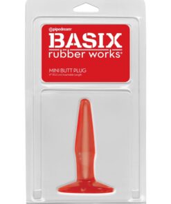 Basix Rubber Works Mini Butt Plug Red