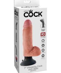 King Cock 7" Vibrating Cock With Balls - Flesh