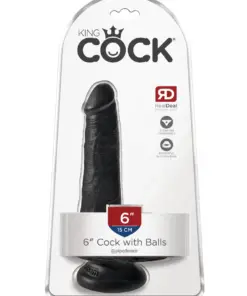 King Cock 6" Cock with Balls - Black