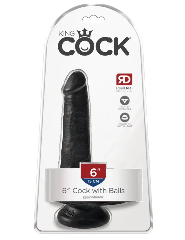 Dildo King Cock 6" con Testículos y Ventosa Black 15cm Pipedream