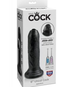 King Cock 6" Uncut Cock Black