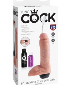 King Cock 8" Squirting Cock W/ Balls Flesh