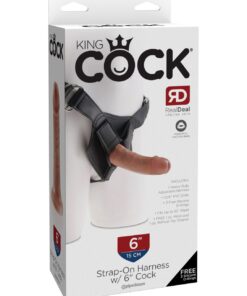 King Cock  Strap-On Harness With 6" Cock Tan