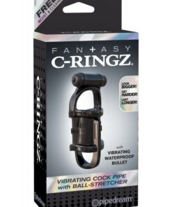 Fantasy C-Ringz Vibrating Cock Pipe With Ball-Stretcher- Black
