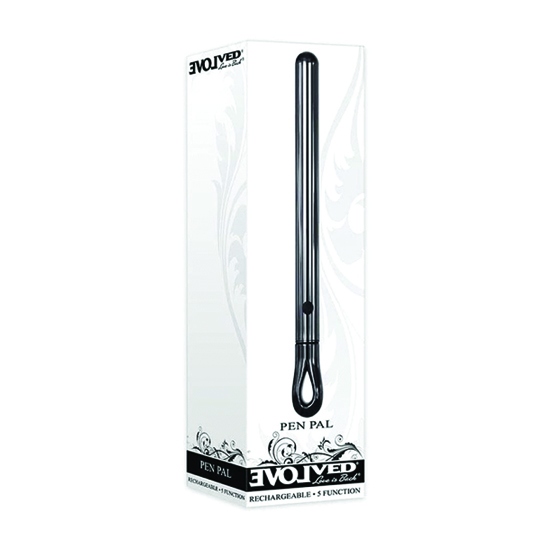 Vibrador Delgado con Argolla de Sujeción Pen Pal Negro Evolved 19cm