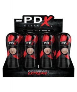 PDX Elite Vibrating Stroker Display -Light/Black 12 pcs