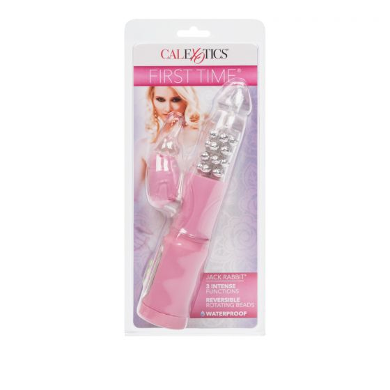 Vibrador Rabbit con Cuentas Giratorias First Time Jack Rabbit Rosa CalExotics