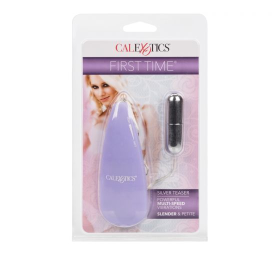 Vibrador tipo Bullet con Control First Time Silver Teaser Morado CalExotics