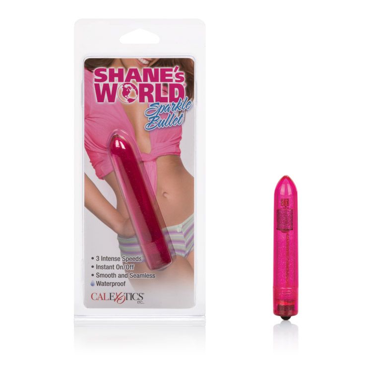 Vibrador tipo Bullet Rosa con Brillos Sparkle Bullet Shane's World CalExotics