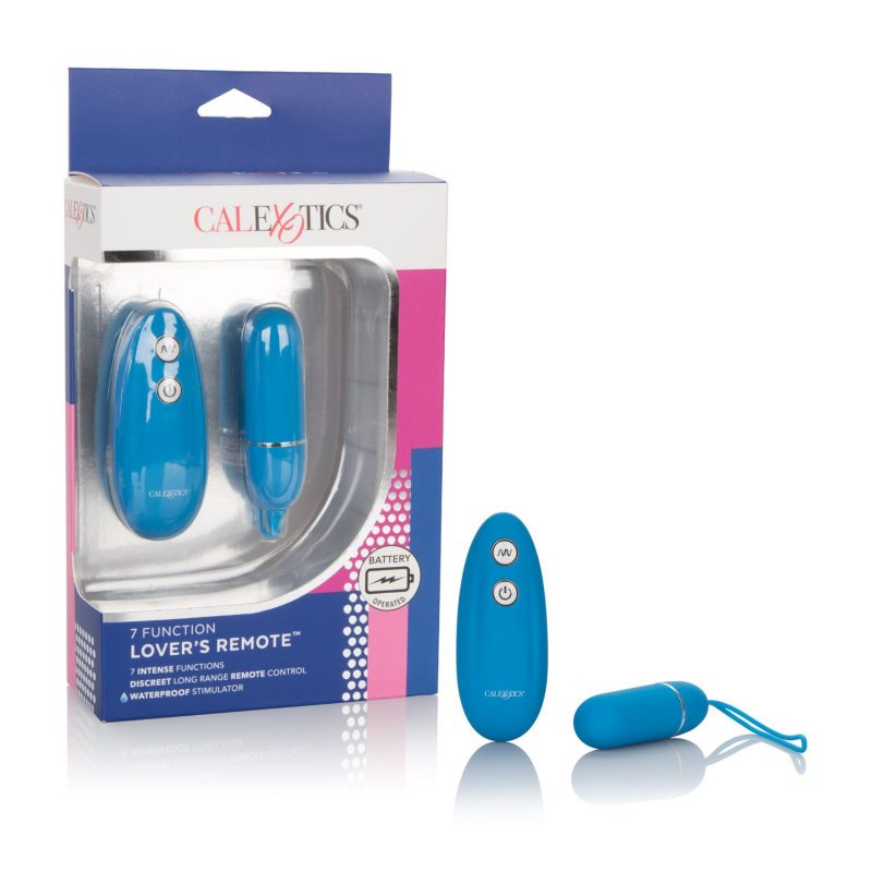 Vibrador tipo Bullet con Control Remoto Posh 7-Function Lover's Remote Azul CalExotics
