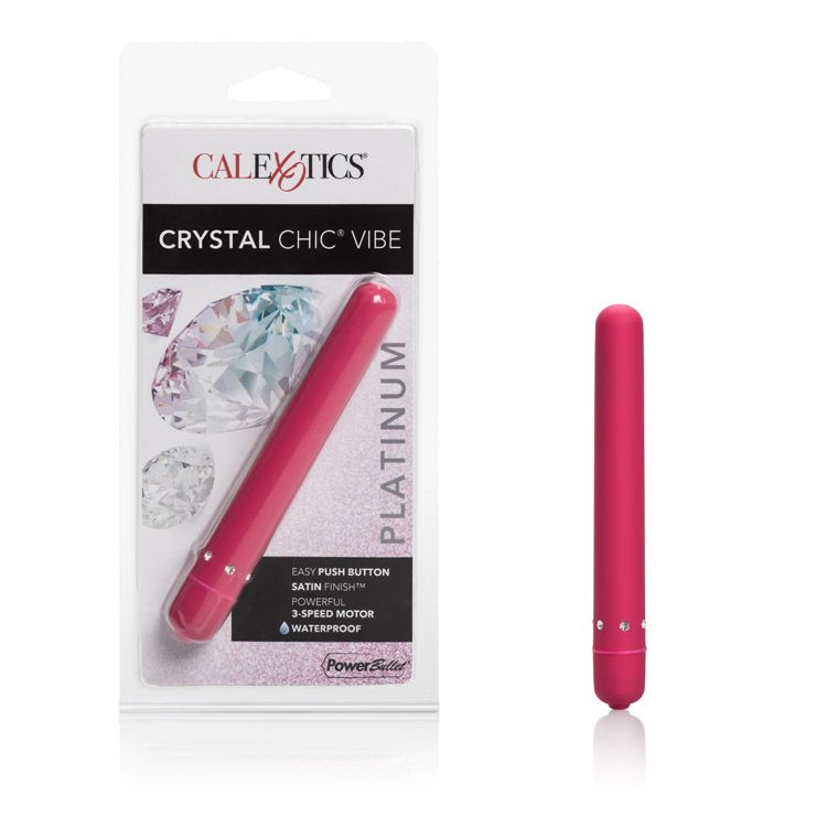 Vibrador Delgado Crystal Chic Vibe Platinum Rosa CalExotics
