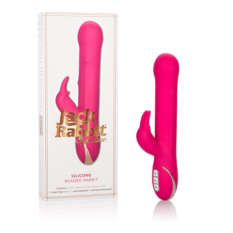 Vibrador Rabbit con Cuentas Giratorias Jack Rabbit Signature Silicone Beaded Rosa CalExotics