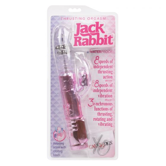 Vibrador Rabbit con Empuje y Cuentas Rotativas Thrusting Orgasm Jack Rabbit Rosa CalExotics