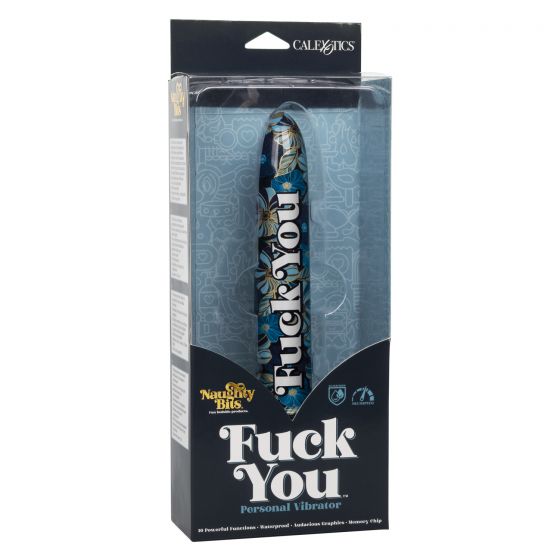 Vibrador Clásico Recargable Naughty Bits Fuck You Blue Floral CalExotics
