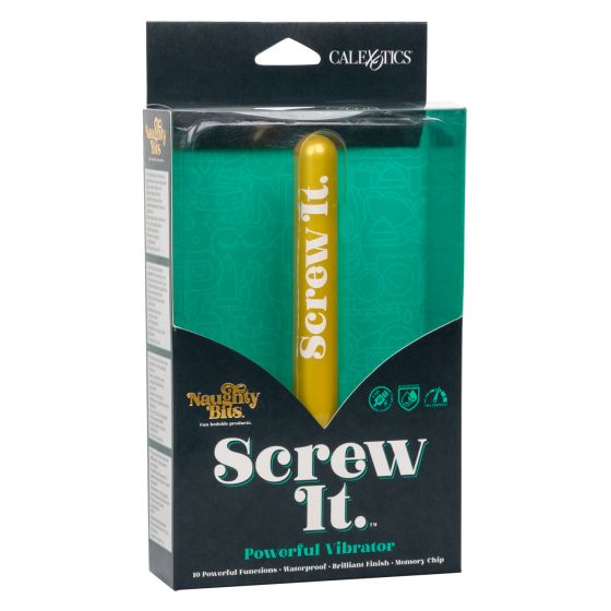 Vibrador Clásico Recargable Naughty Bits Screw It. Dorado CalExotics