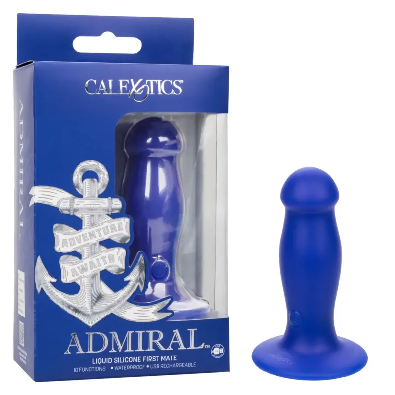Plug Anal Vibratorio Admiral Liquid Silicone First Mate Blue 10cm CalExotics