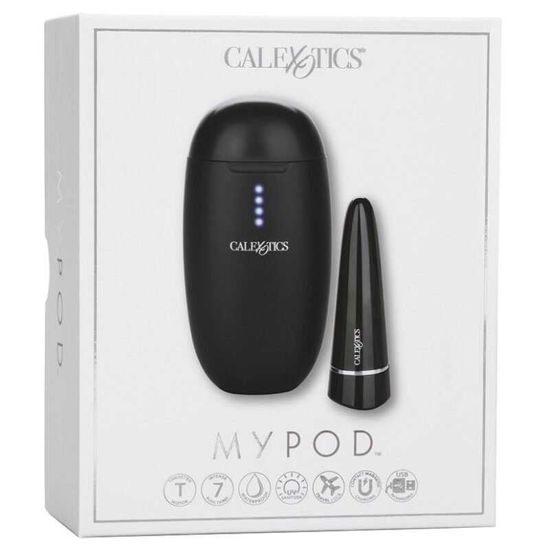 Vibrador Tipo Bullet Recargable My Pod Black con Estuche Sanitizante UV CalExotics