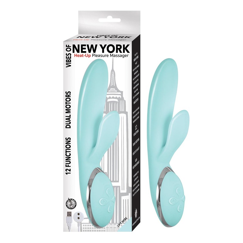 Vibrador Rabbit Térmico Vibes of New York Aqua con Doble Motor 21cm Nasstoys