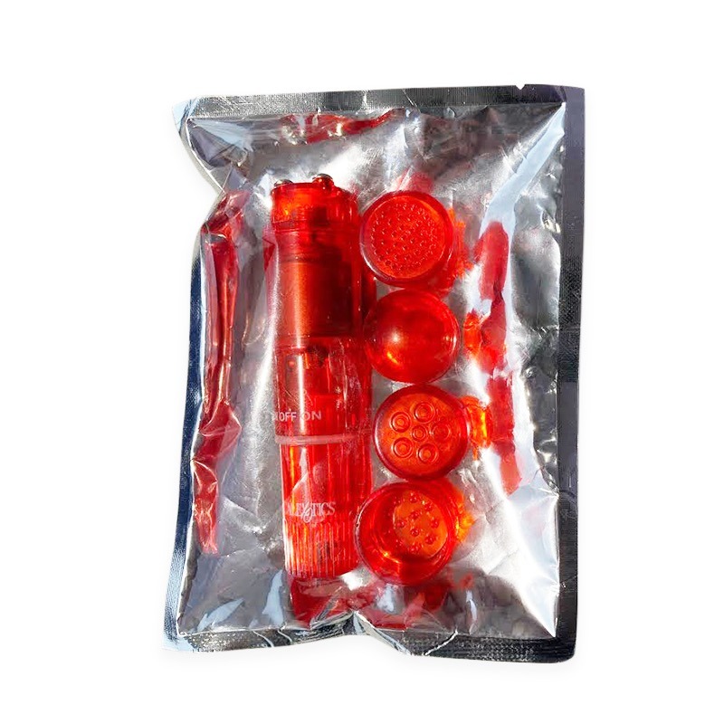 Mini Masajeador Vibrador con 4 Accesorios Rojo Calexotics