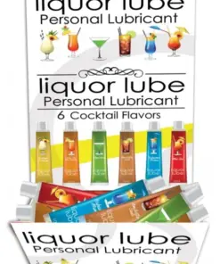 LIQUOR LUBE LUBRICANT 10ML TUBES SIX  ASSORTED FLAVORS 72PC/DISPLAY