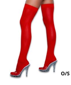BeWicked Opaque Nylon Thigh Highs- Red O/S-Boxed
