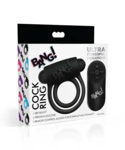 BG Silicone Cock Ring & Bullet w/ Remote Control - Black
