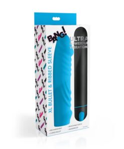 BG XL Bullet & Ribbed Silicone Sleeve - Blue