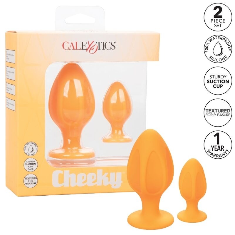Set de 2 Plugs Anales con Ventosa Cheeky Orange CalExotics