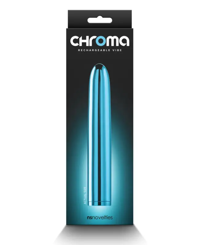 Vibrador Recargable Metálico Chroma Turquesa 18cm NS Novelties