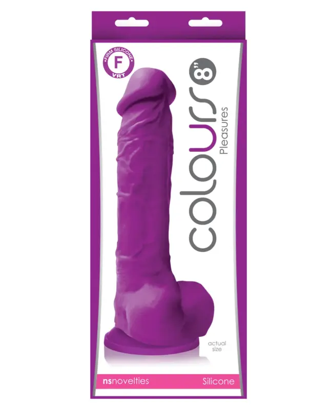 Dildo de Silicona Firme con Ventosa NS Novelties Colours Pleasures 20cm Púrpura