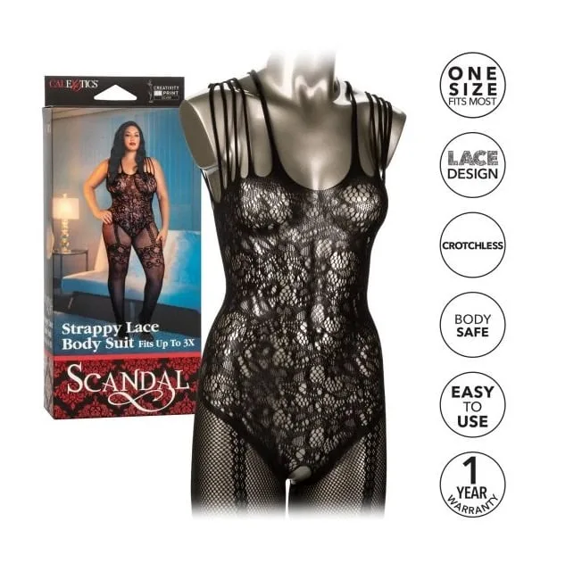 Bodysuit Strappy de Encaje Sin Entrepierna Scandal Tallas Plus XXXL CalExotics