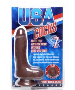 USA Cocks 7" Ameriskin Dual Density Dildo- Dark
