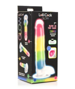 Lollicock 7" Glow-in-the-Dark Rainbow Silicone Dildo w/ Balls