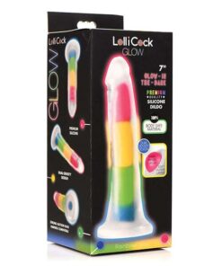 Lollicock 7" Glow-in-the-Dark Rainbow Silicone Dildo