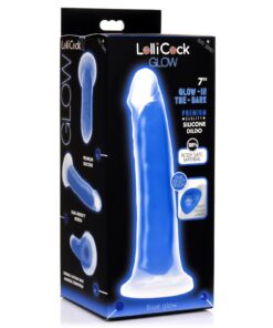 Lollicock 7" Glow-in-the-Dark Silicone Dildo - Blue