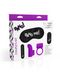 BG Couple's Love Ring, Finger Vibe, Bullet, & Blindfold Kit - Purple