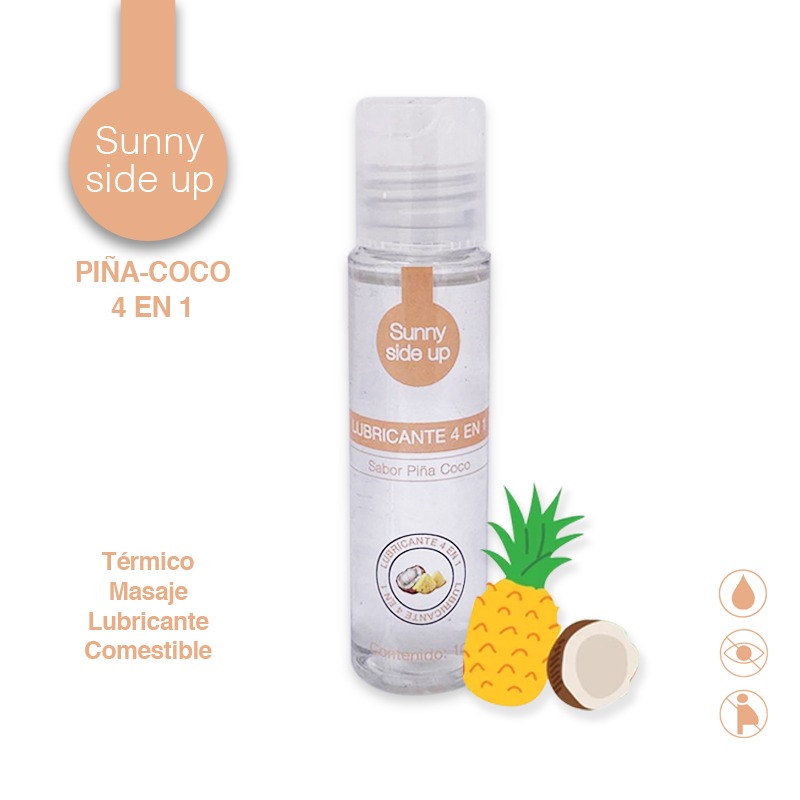 Lubricante 4 en 1 Térmico Masaje Comestible Piña Coco Sunny Side Up 30ml