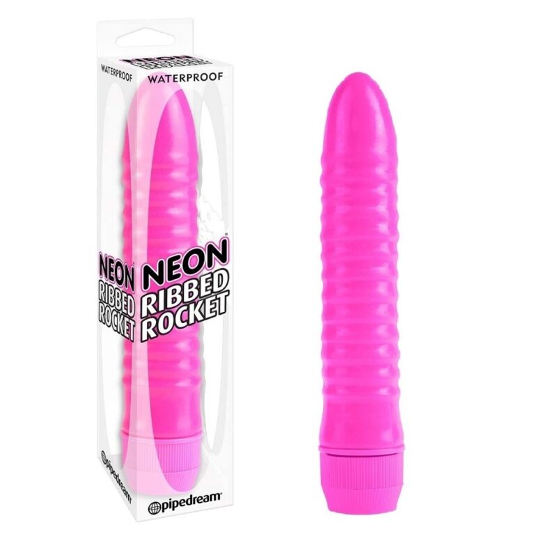 Vibrador Texturizado Neon Ribbed Rocket Rosa Pipedream