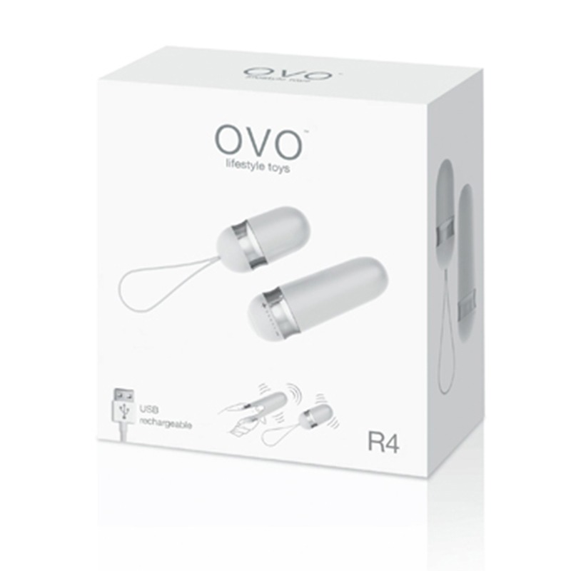 Vibrador tipo Bullet Recargable con Control Remoto R4 White Chrome OVO