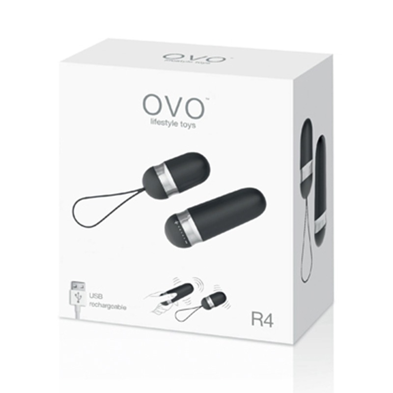 Vibrador tipo Bullet Recargable con Control Remoto R4 Black Chrome OVO