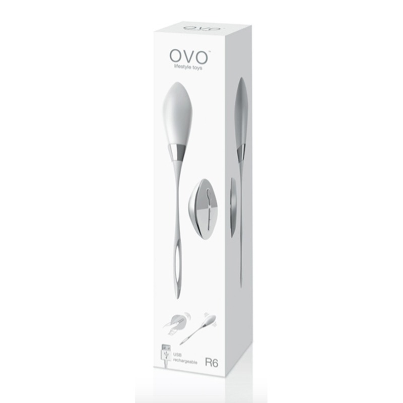 Vibrador tipo Bullet con Control Remoto R6 White Chrome OVO
