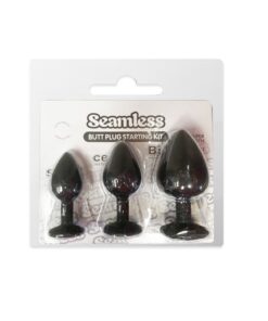 "Small+Medium+Big  Silicone plug Black Silicone Pink gem"