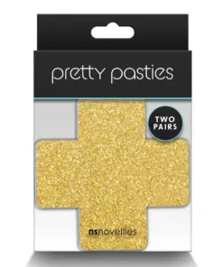 Pretty Pasties - Glitter Cross - Black/Gold - 2 Pair