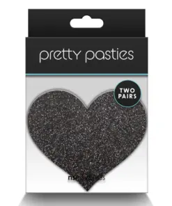 Pretty Pasties - Glitter Hearts - Black/Gold - 2 Pair