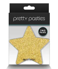 Pretty Pasties - Glitter Stars - Black/Gold - 2 Pair