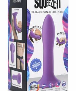 SQ Squeezable Slender Dildo - Purple