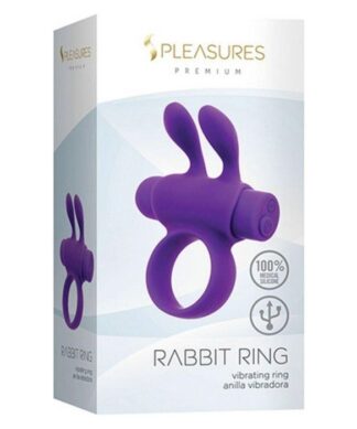 Anillo Vibrador Rabbit Ring Recargable Curvo Morado