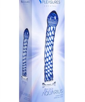 Dildo de Vidrio Espiral Azul Aquarius Crystal Glass 19cm