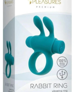 Anillo Vibrador Rabbit Ring Recargable Curvo Turquesa